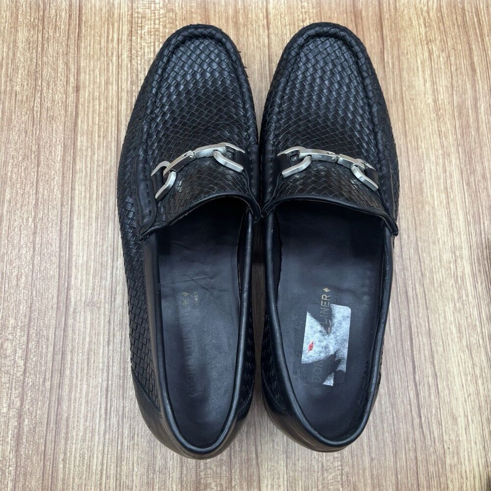 Donald‎ J Pliner Nadim Loafers Mens 13 M Black Woven Leather Bit Made in Italy - Picture 7 of 8